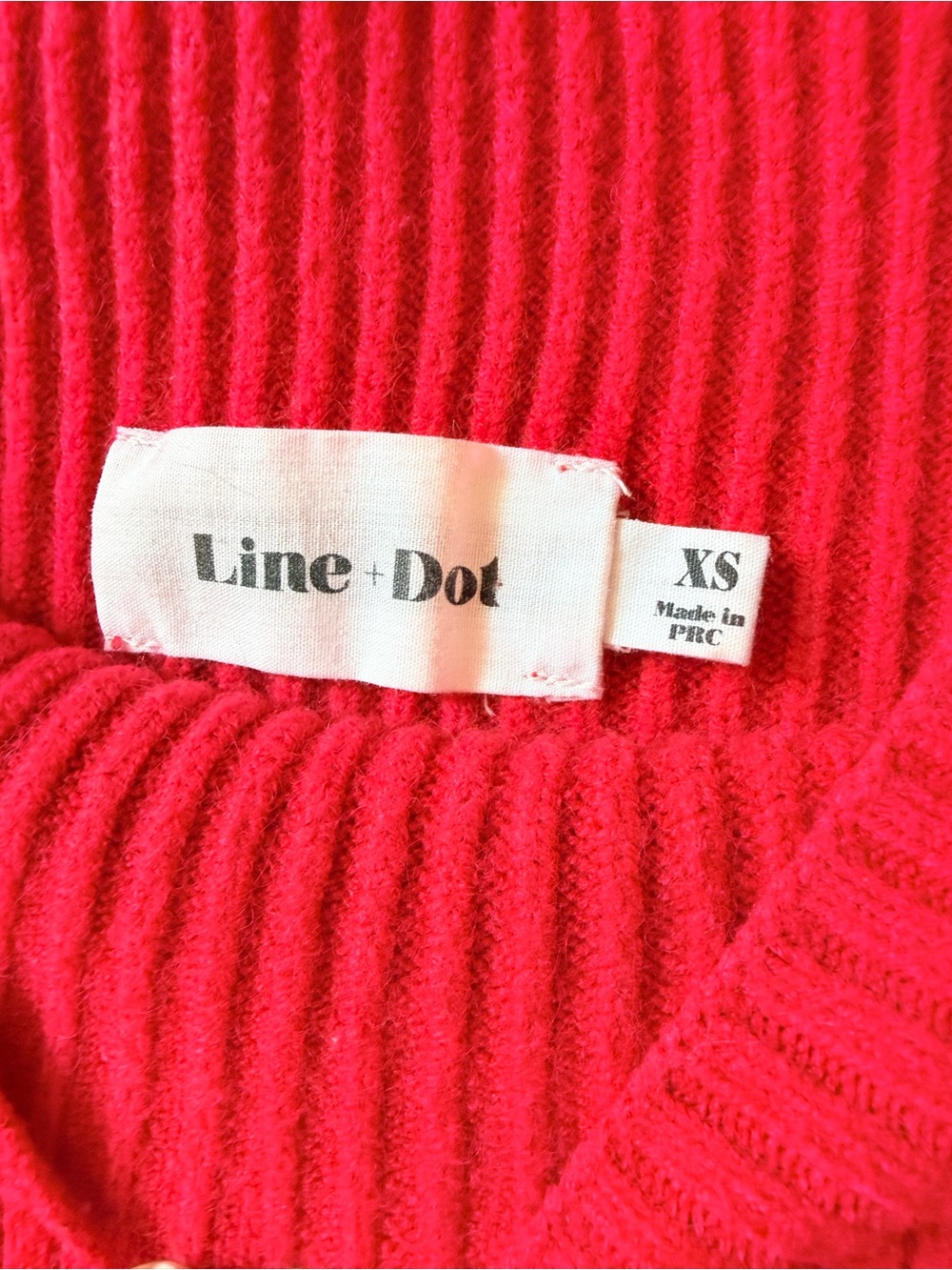 Line + Dot Red Ribbed Mock-Neck Sweater - Picture 2 of 3